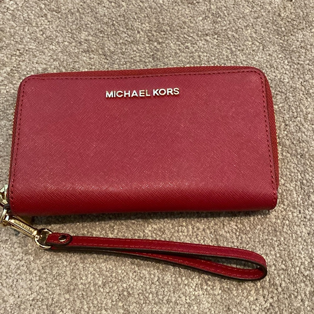 Michael Kors dark red wristlet new